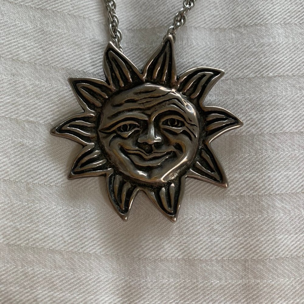 Hand made Sterling Silver Sun Pendant and Chain